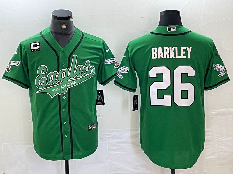 Men Philadelphia Eagles 26 Barkley Green 2024 Nike Co branded NFL Jersey style 6